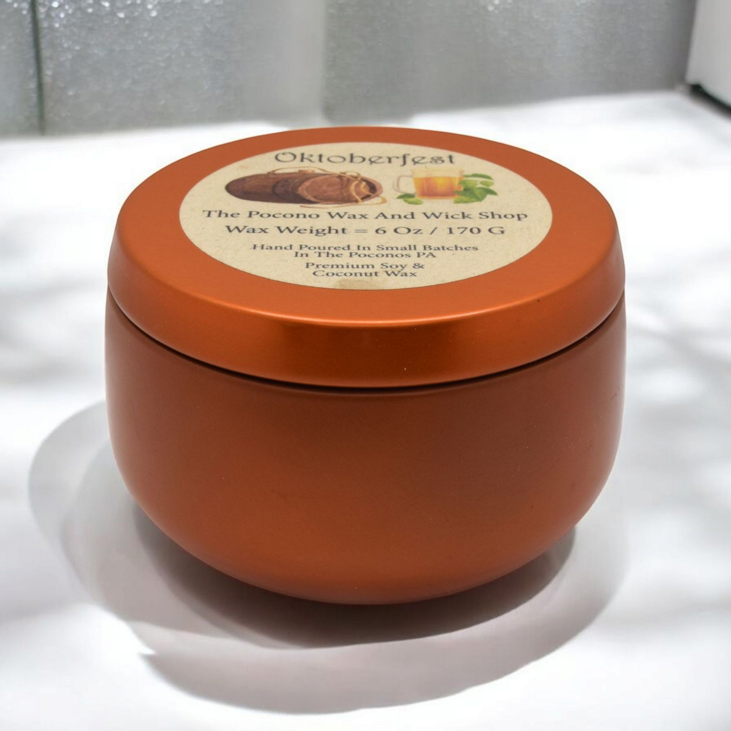 6 Oz Oktoberfest Specialty Tin Soy/Coconut Candle