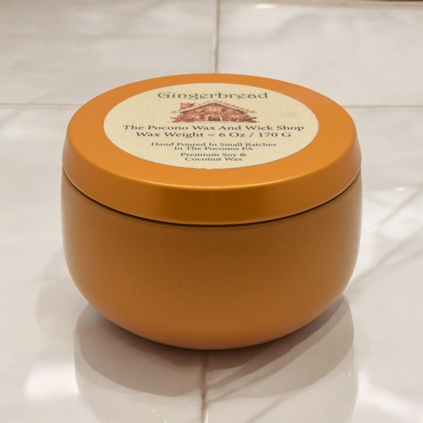 6 Oz Gingerbread Specialty Tin Soy/Coconut Candle