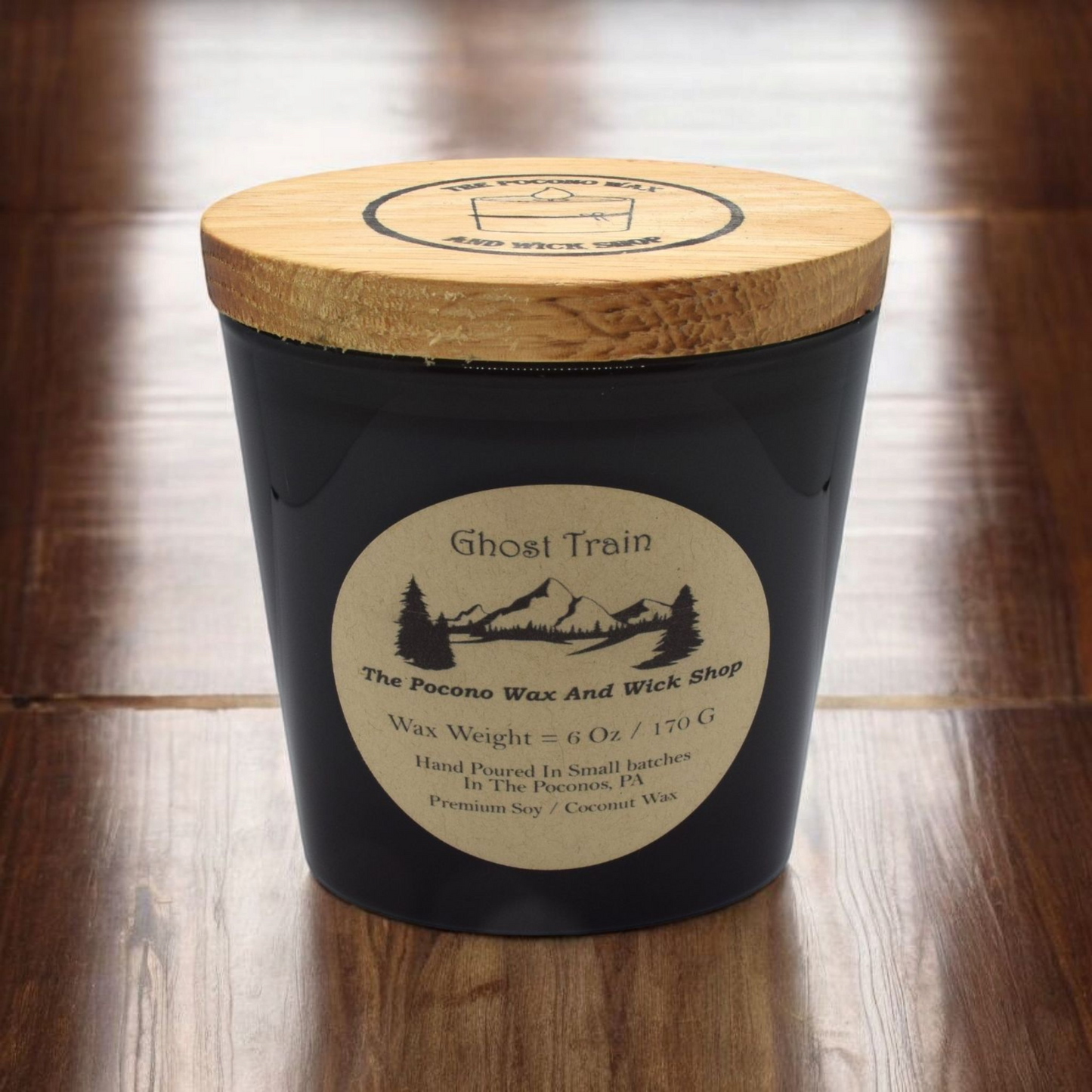 6 Oz Black Oval Specialty Jar Ghost Train Soy/Coconut Candle