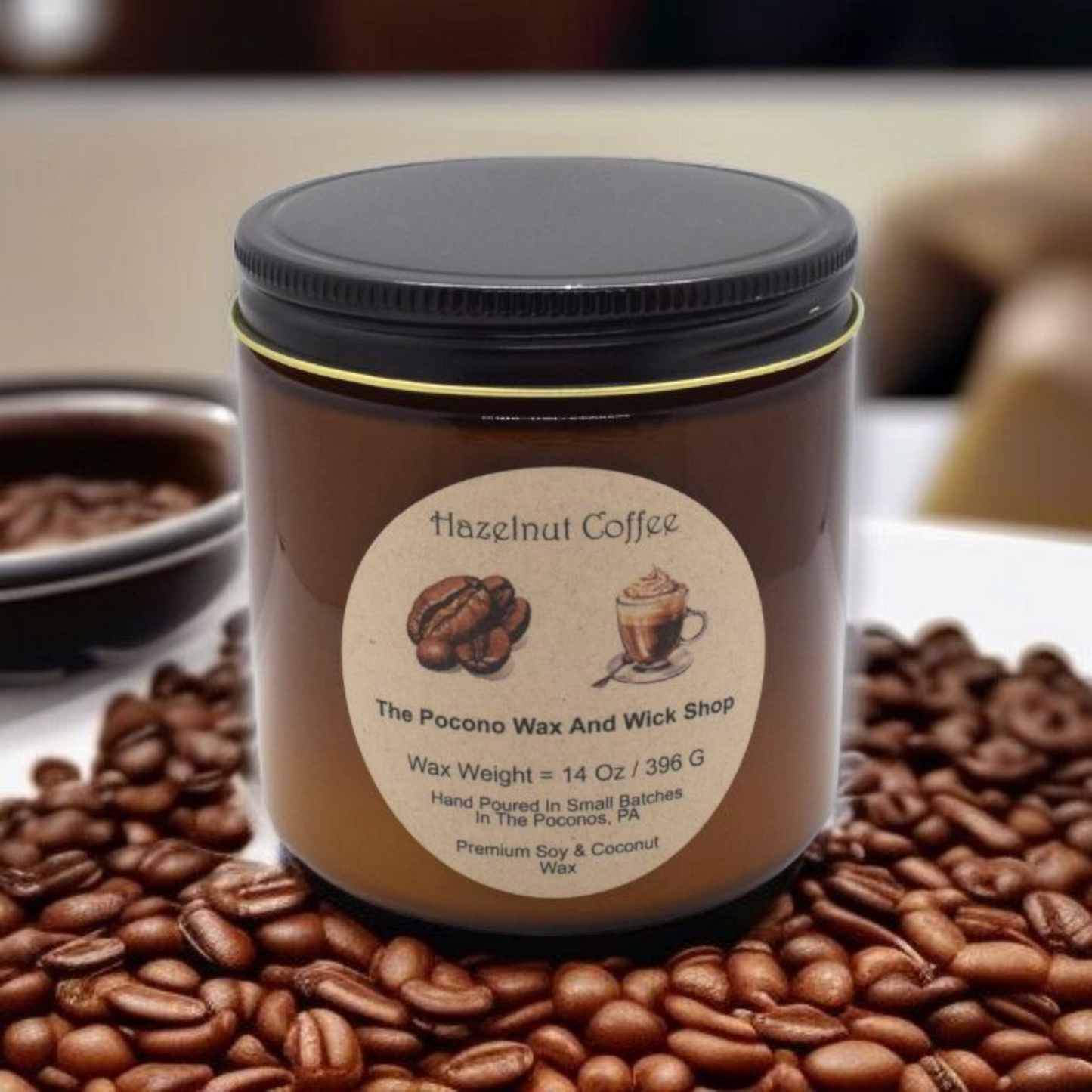 14 Oz Hazelnut Coffee Soy/Coconut Candle