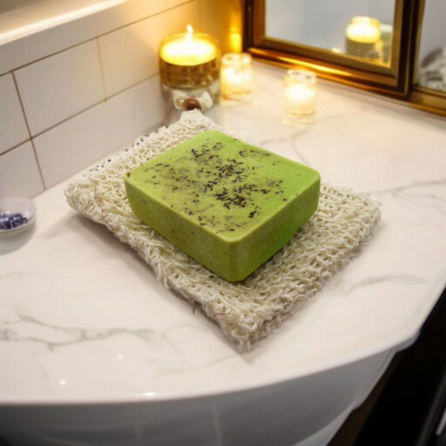 3.25 Oz Spearmint Goats Milk Soap With Exfoliating Pouch