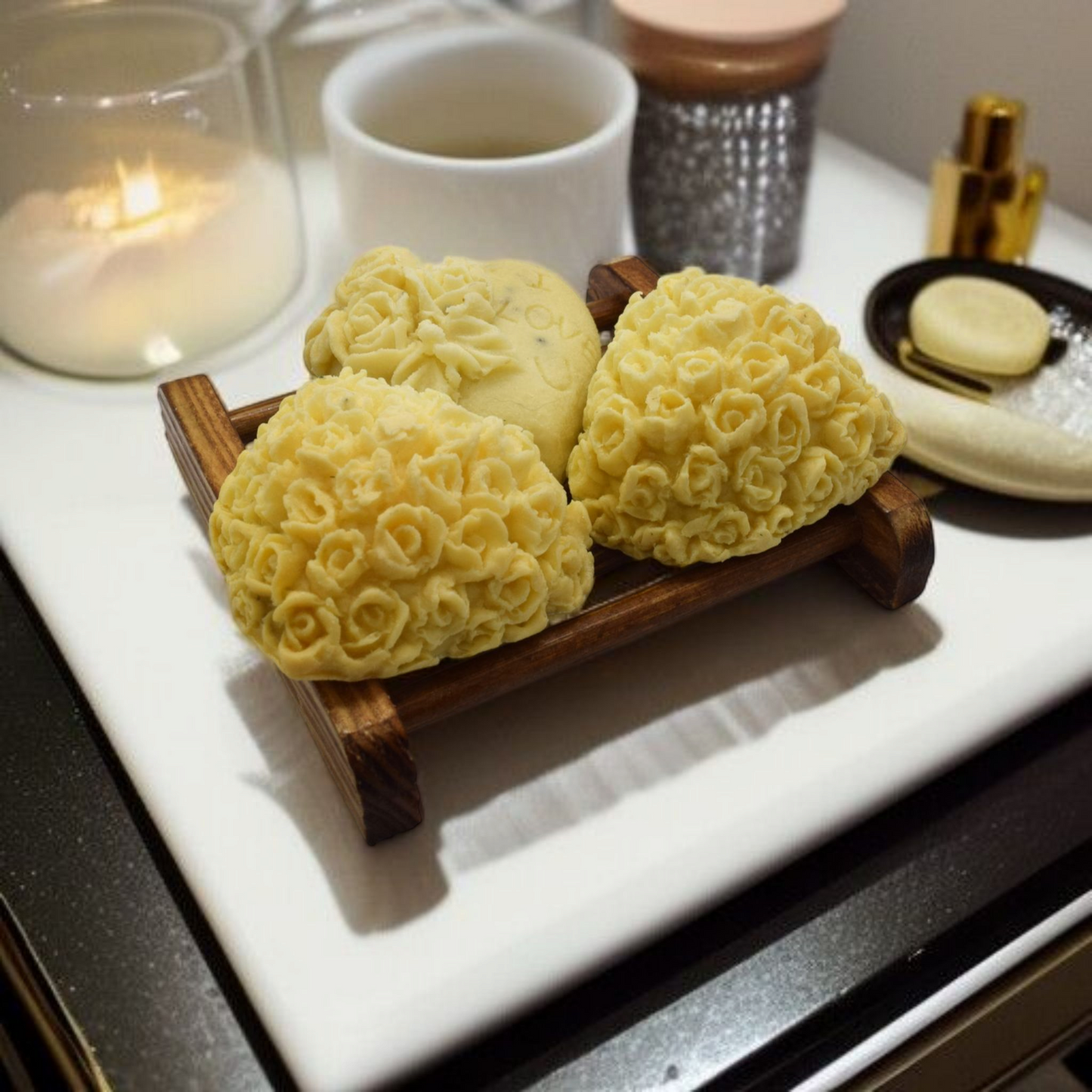 2.3 Oz Ylang Ylang Goats Milk Tarts With Bamboo Tray