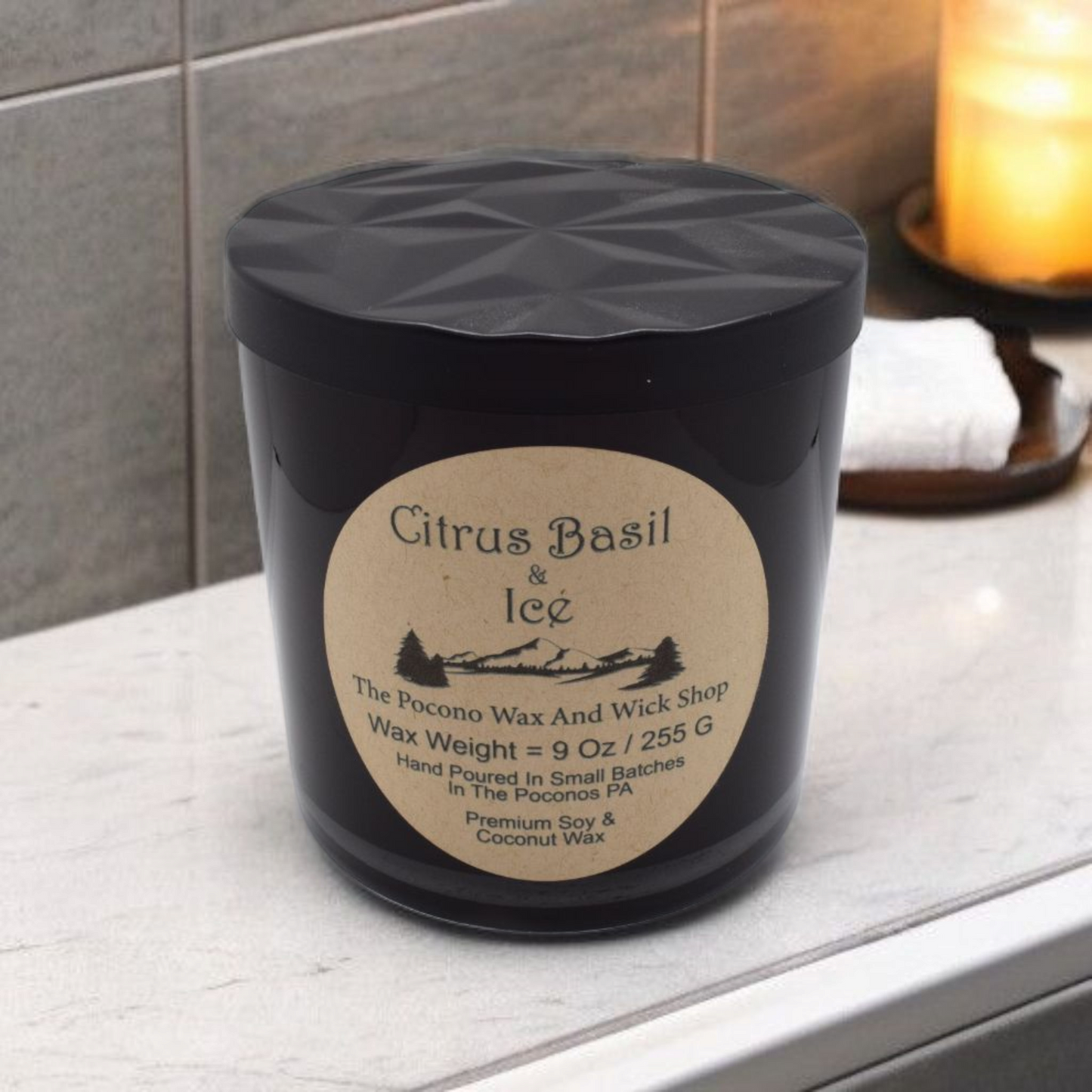 9 Oz Citrus, Basil & Ice Soy/Coconut Candle