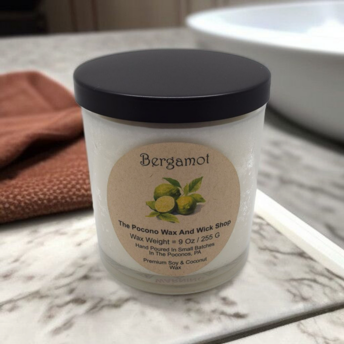 9 Oz Bergamot Soy/Coconut Candle
