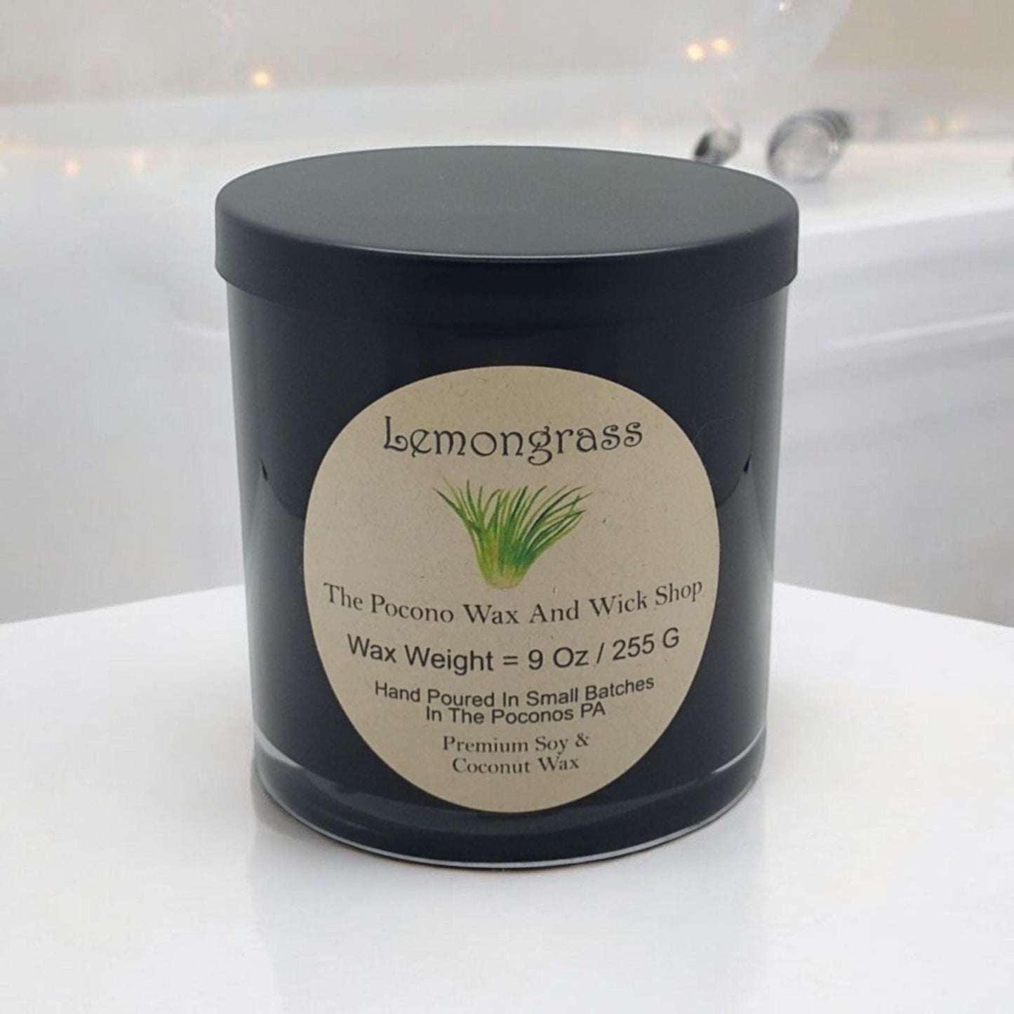 Lemongrass, Scented, Soy Candle, Coconut Candle, 9 Oz, Christmas, Handmade