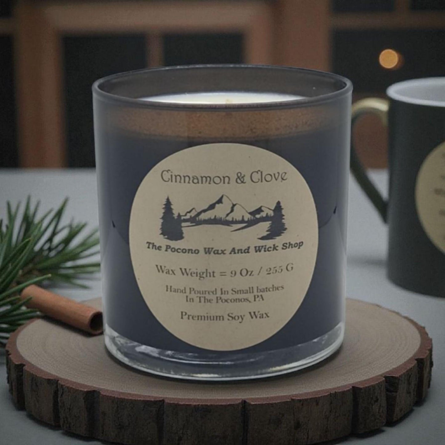 Cinnamon and Clove Scented Candle, Soy, Coconut, 9 Oz, Handmade, Christmas Gift