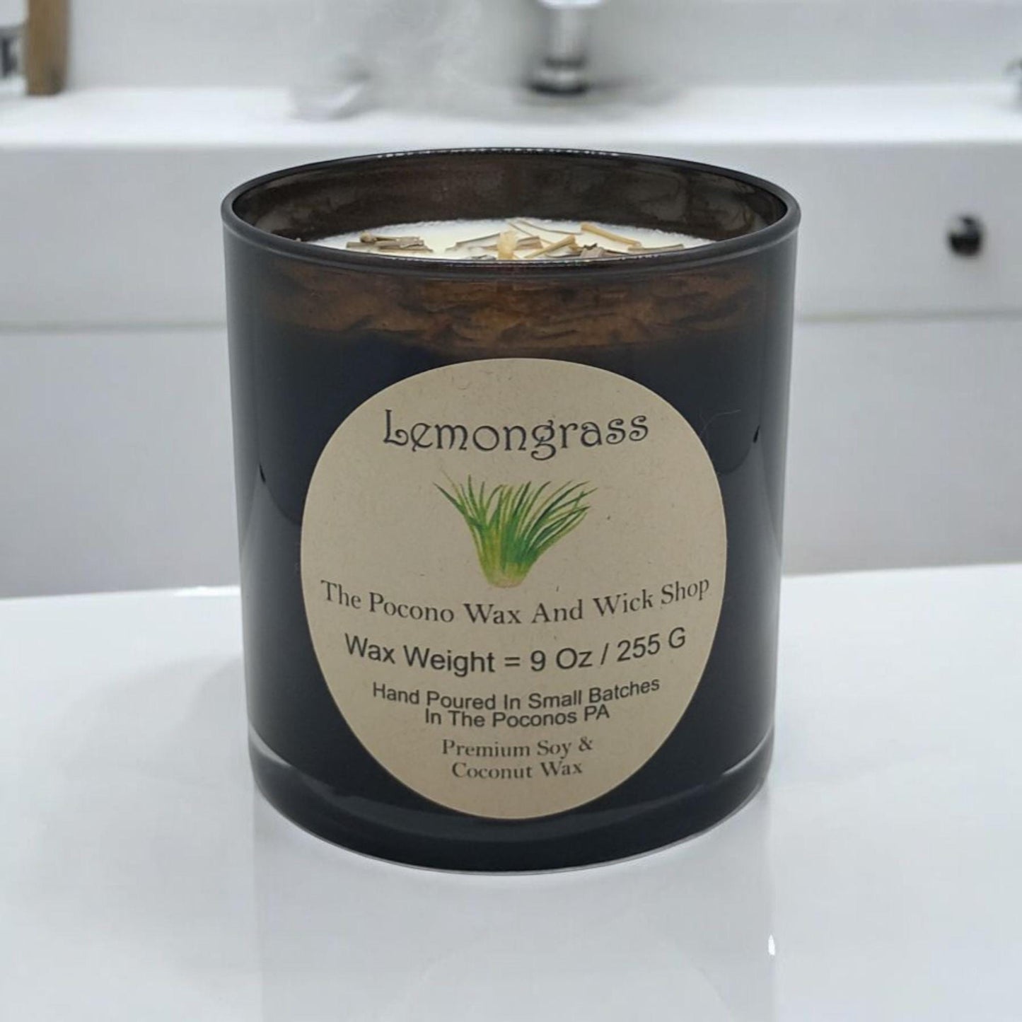 Lemongrass, Scented, Soy Candle, Coconut Candle, 9 Oz, Christmas, Handmade