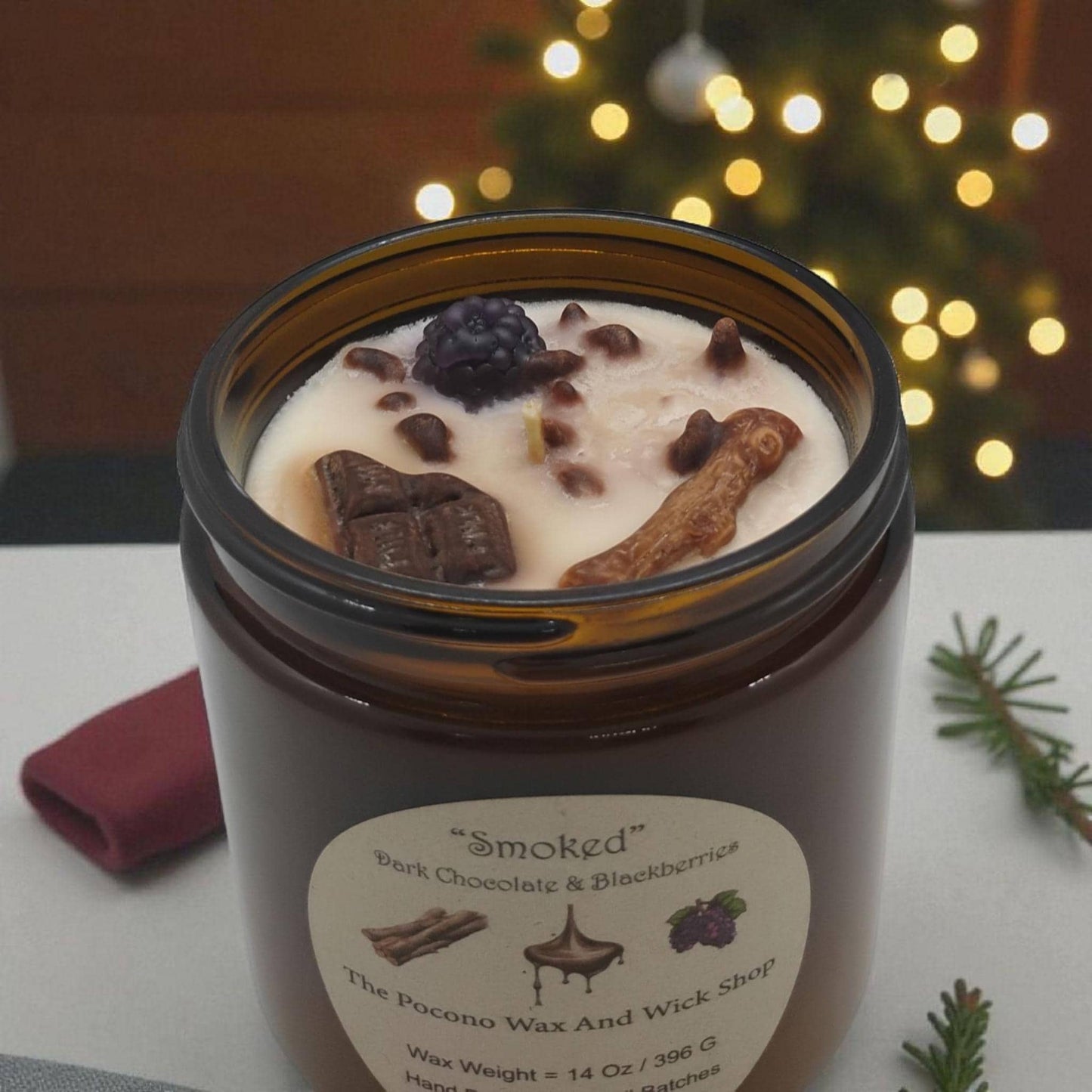 Dark Chocolate, Blackberry, Scented, Smoked, Soy Candle, Coconut Candle, 9 Oz