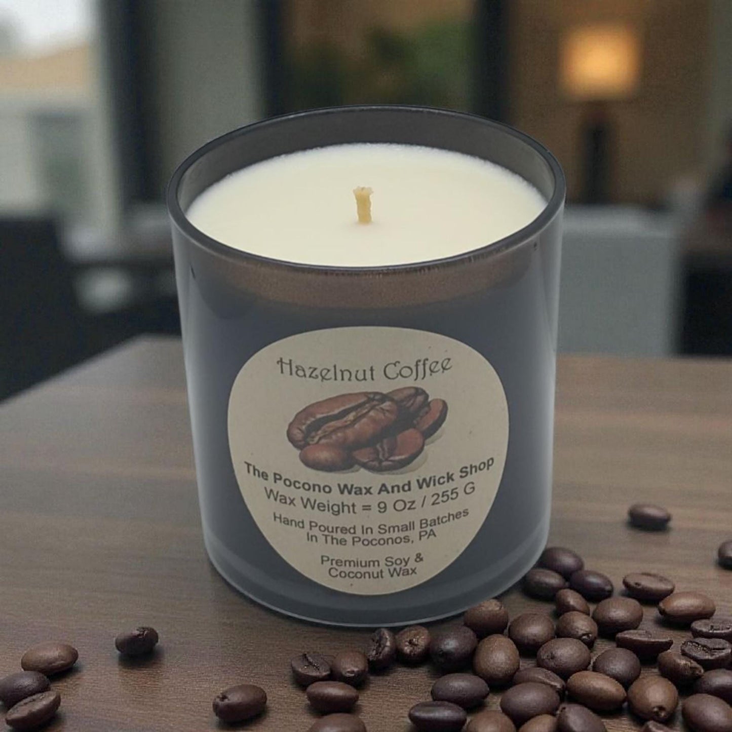Hazelnut Coffee, Christmas Candle, Scented, Soy, Coconut, 9 Oz, Handmade