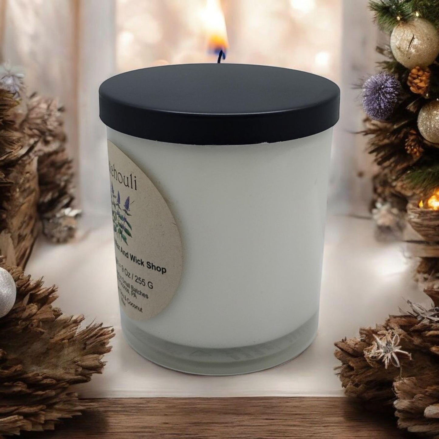 Patchouli, Scented, Soy Candle, Coconut Candle, 9 Oz, Christmas, Handmade