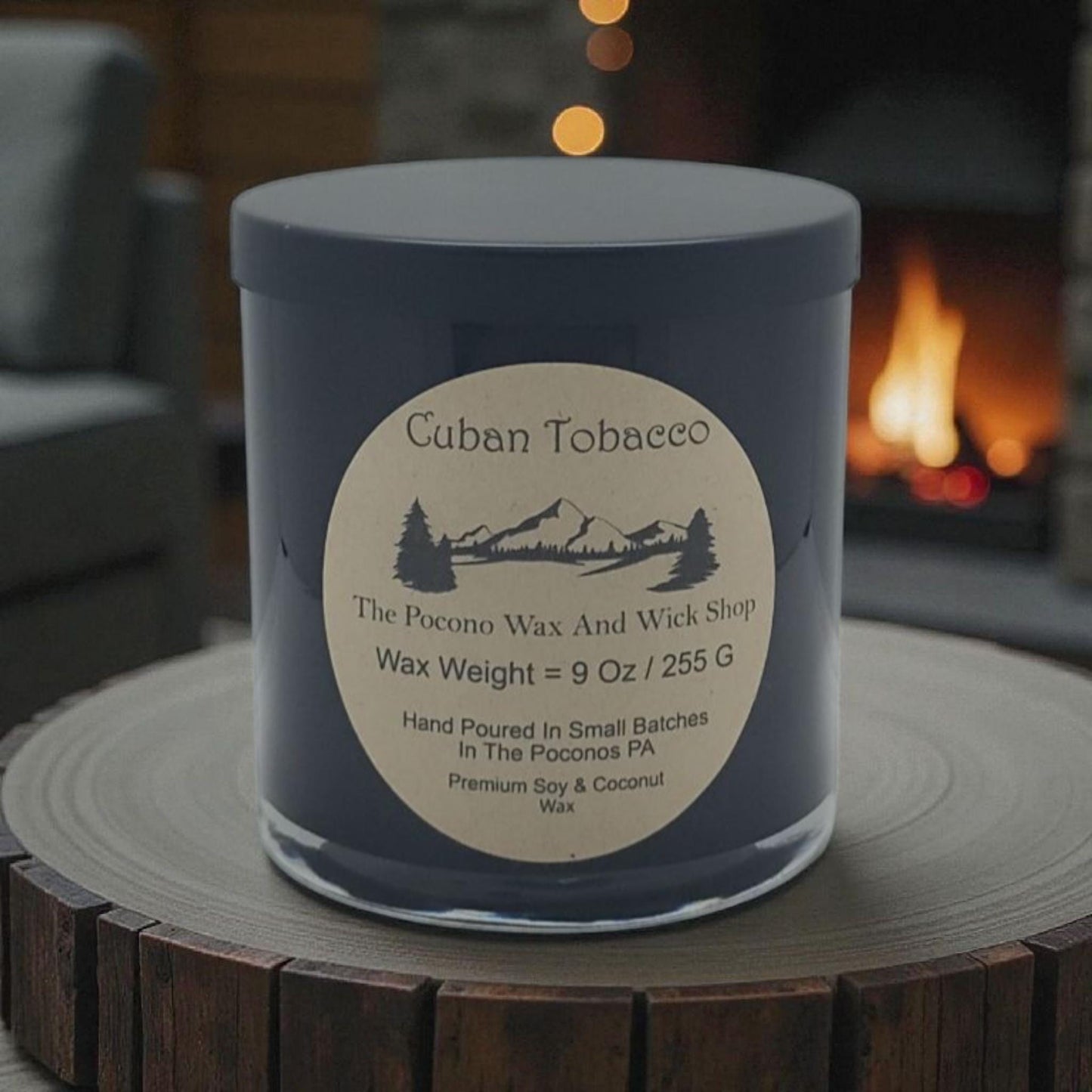 Tobacco Scented Candle, Soy, Coconut, 9 Oz, Handmade, Christmas Gift