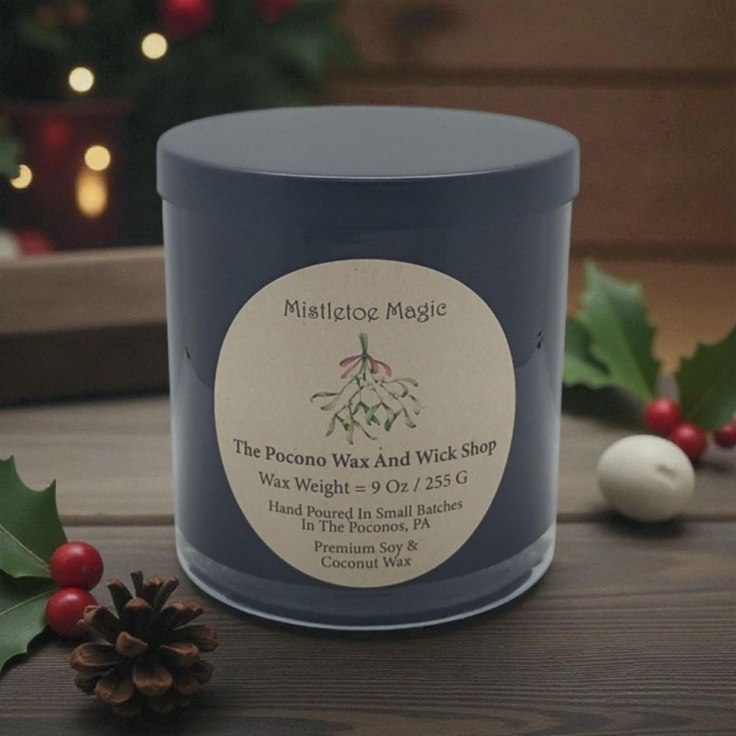 Mistletoe, Magic, Christmas Candle, Scented, Soy, Coconut, 9 Oz, Handmade