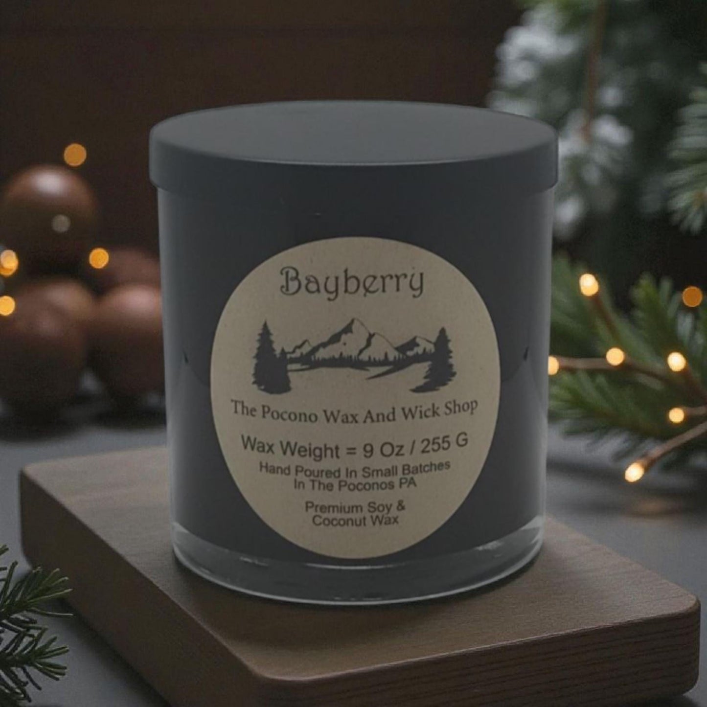 Bayberry, Scented Candle, Soy, Coconut, 9 Oz, Handmade, Christmas Gift