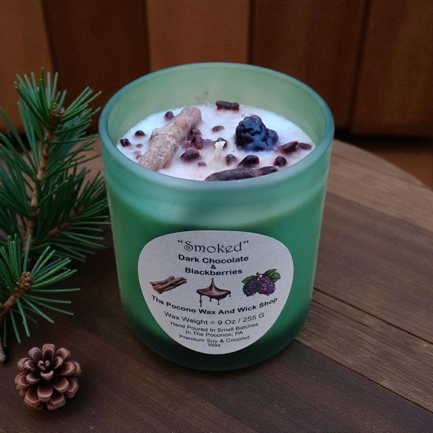 Smoked Chocolate Blackberry, Scented, Candle, 9 oz Soy Coconut Candle