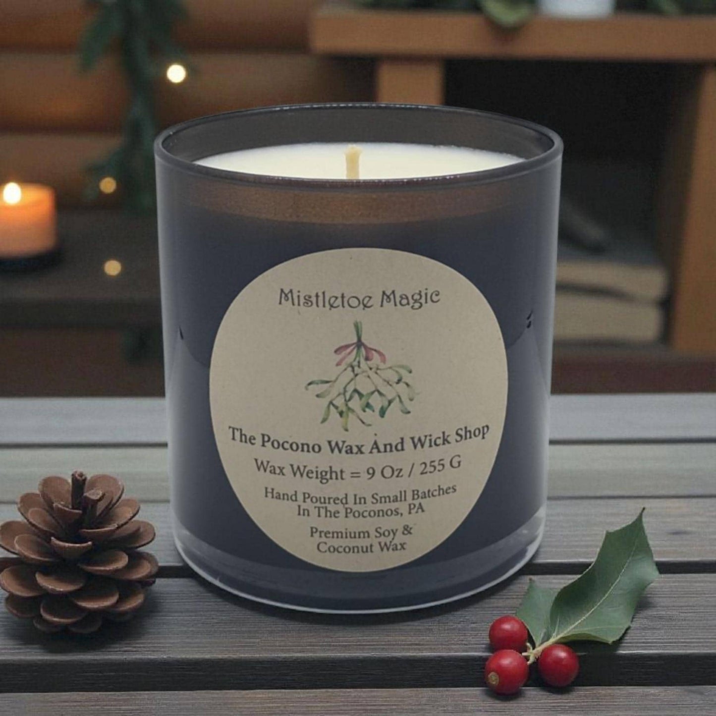 Mistletoe, Magic, Christmas Candle, Scented, Soy, Coconut, 9 Oz, Handmade