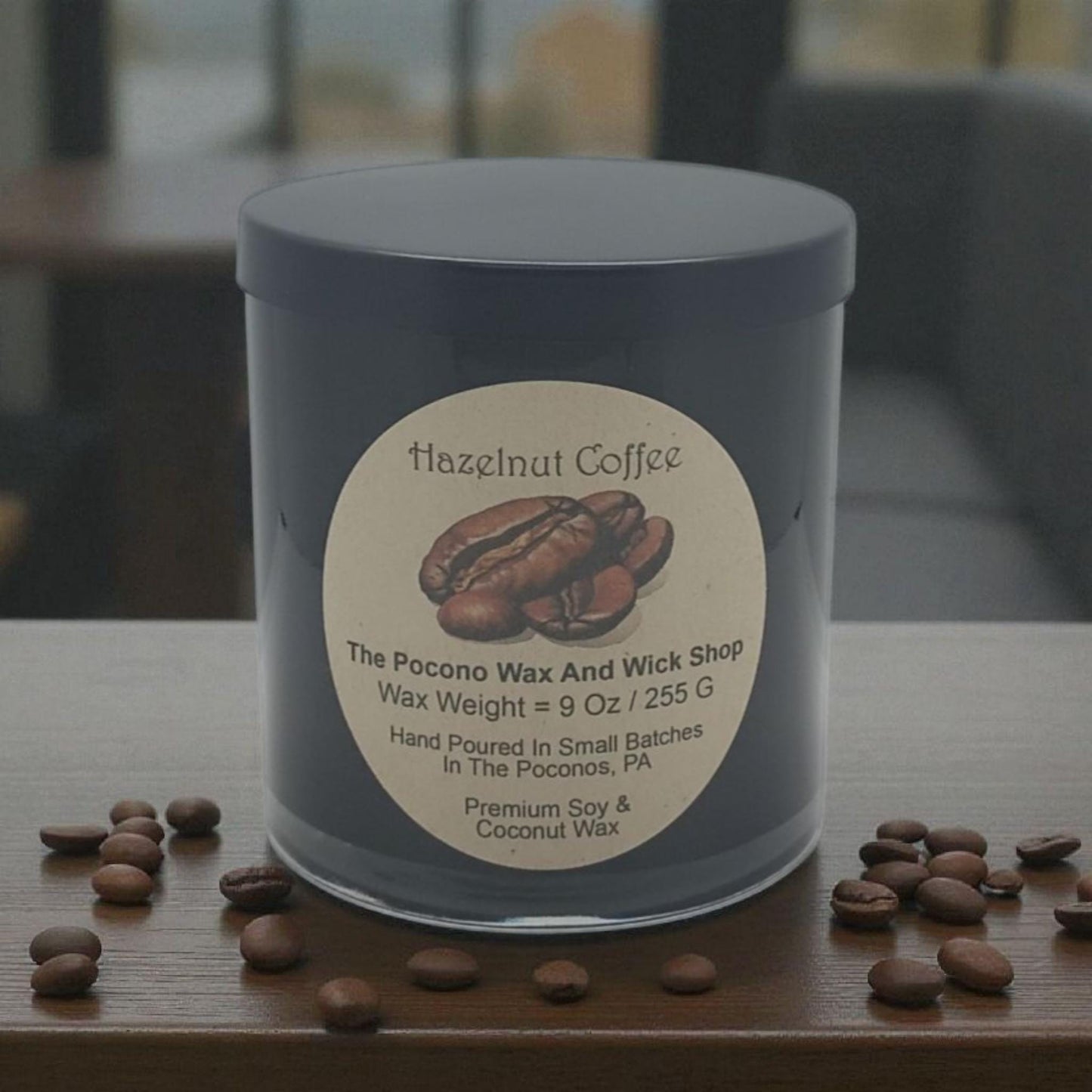 Hazelnut Coffee, Christmas Candle, Scented, Soy, Coconut, 9 Oz, Handmade