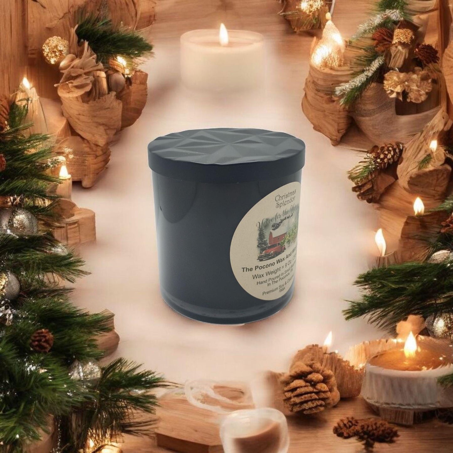 Scented, Christmas Candle, Soy Coconut Candle, Handmade 9 Oz