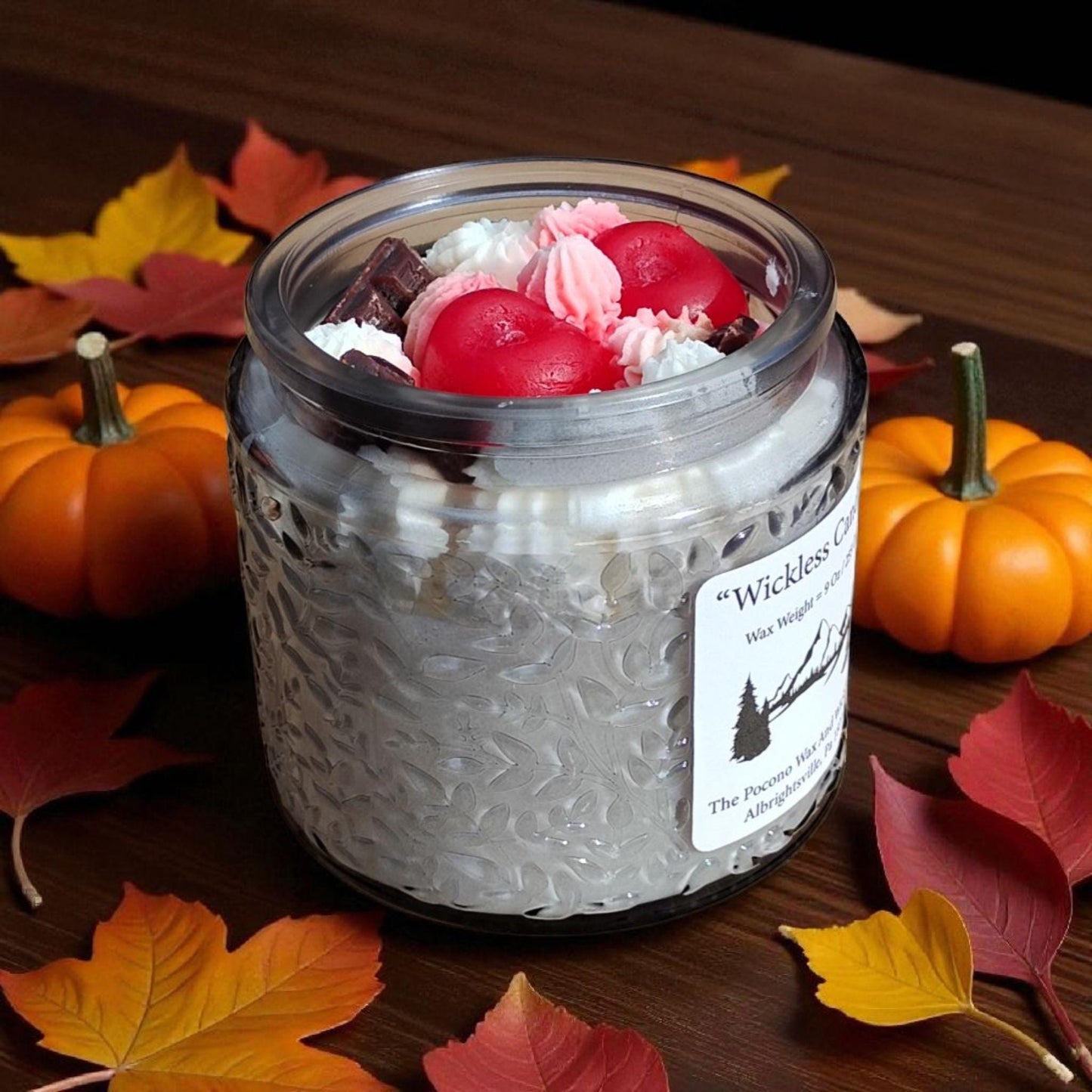 Cherries & Chocolate Scented Wickless Candle, Soy Coconut Wax, 9 Oz