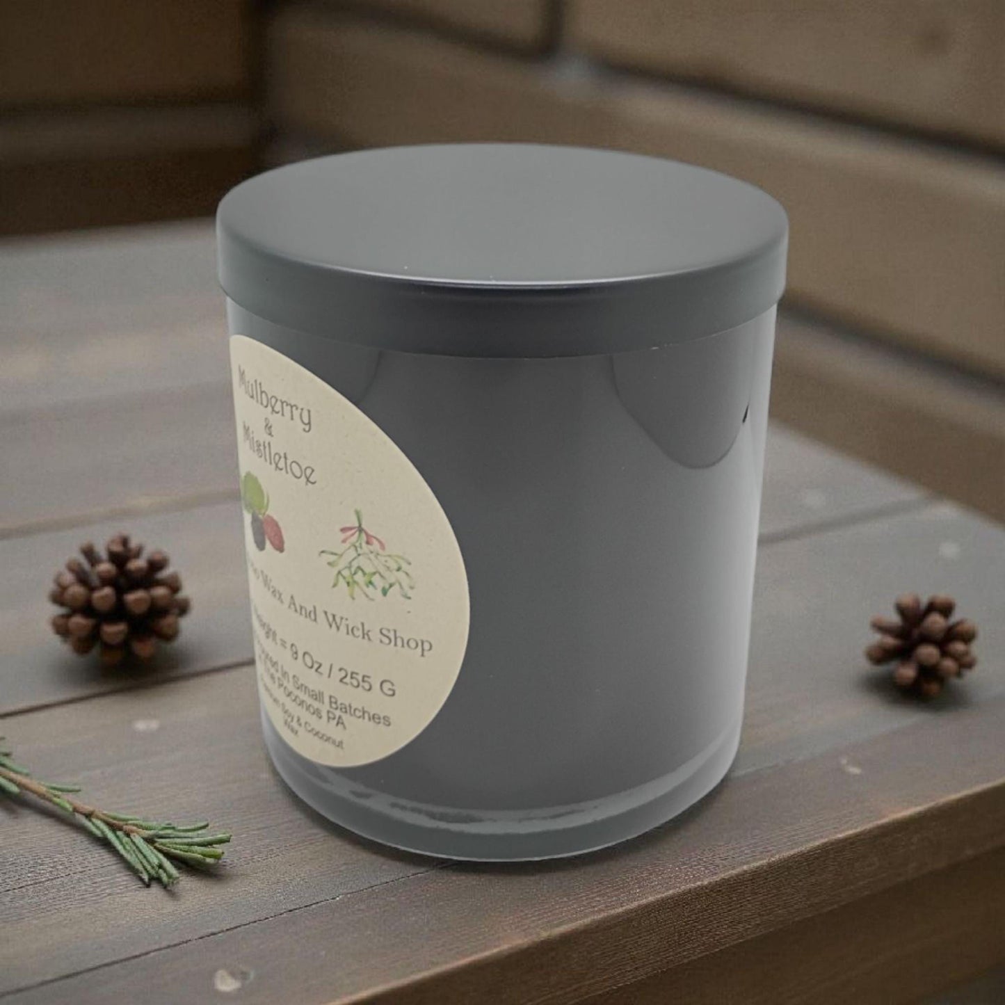 Mulberry, Mistletoe Christmas Candle, Scented Soy, Coconut, 9 Oz, Handmade