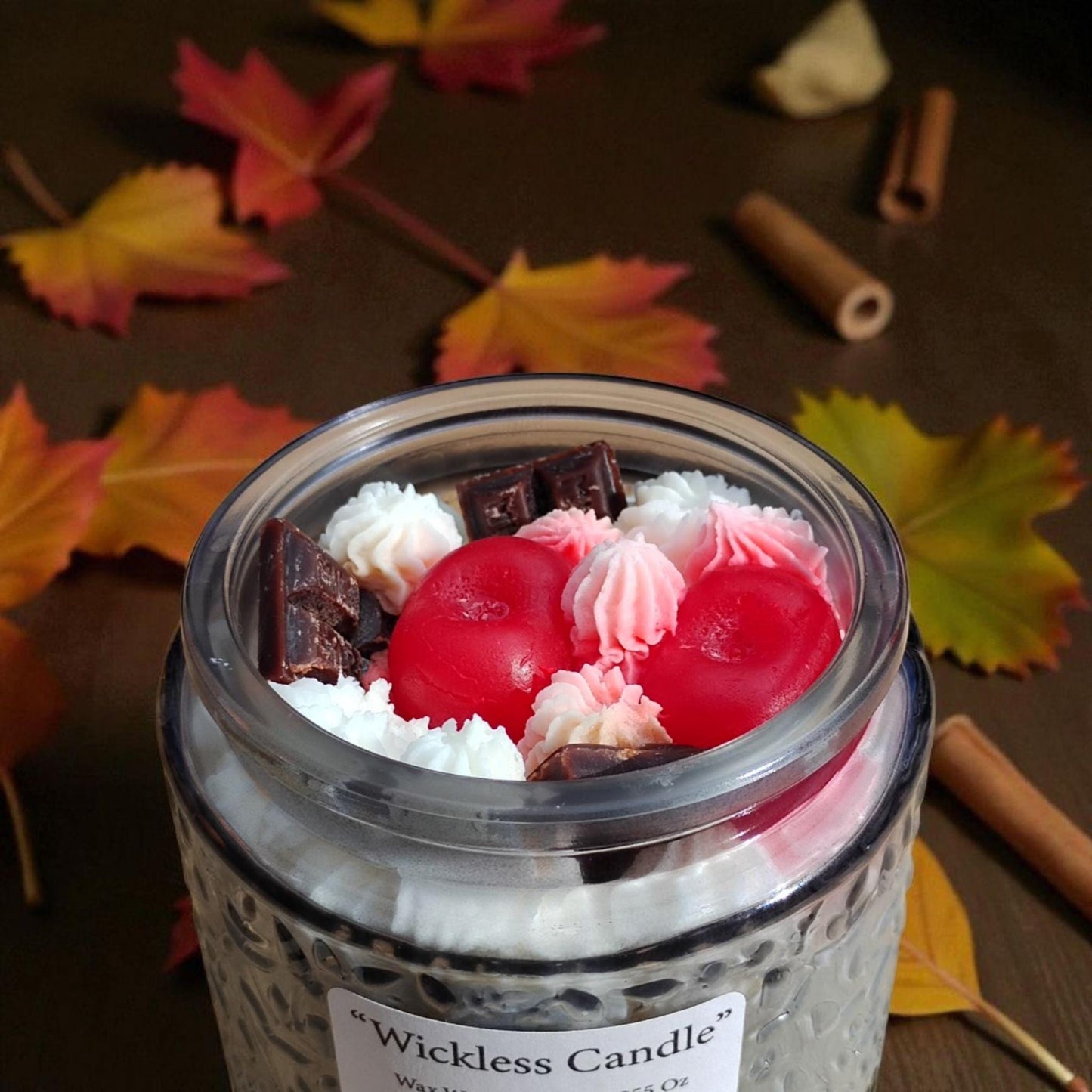Cherries & Chocolate Scented Wickless Candle, Soy Coconut Wax, 9 Oz
