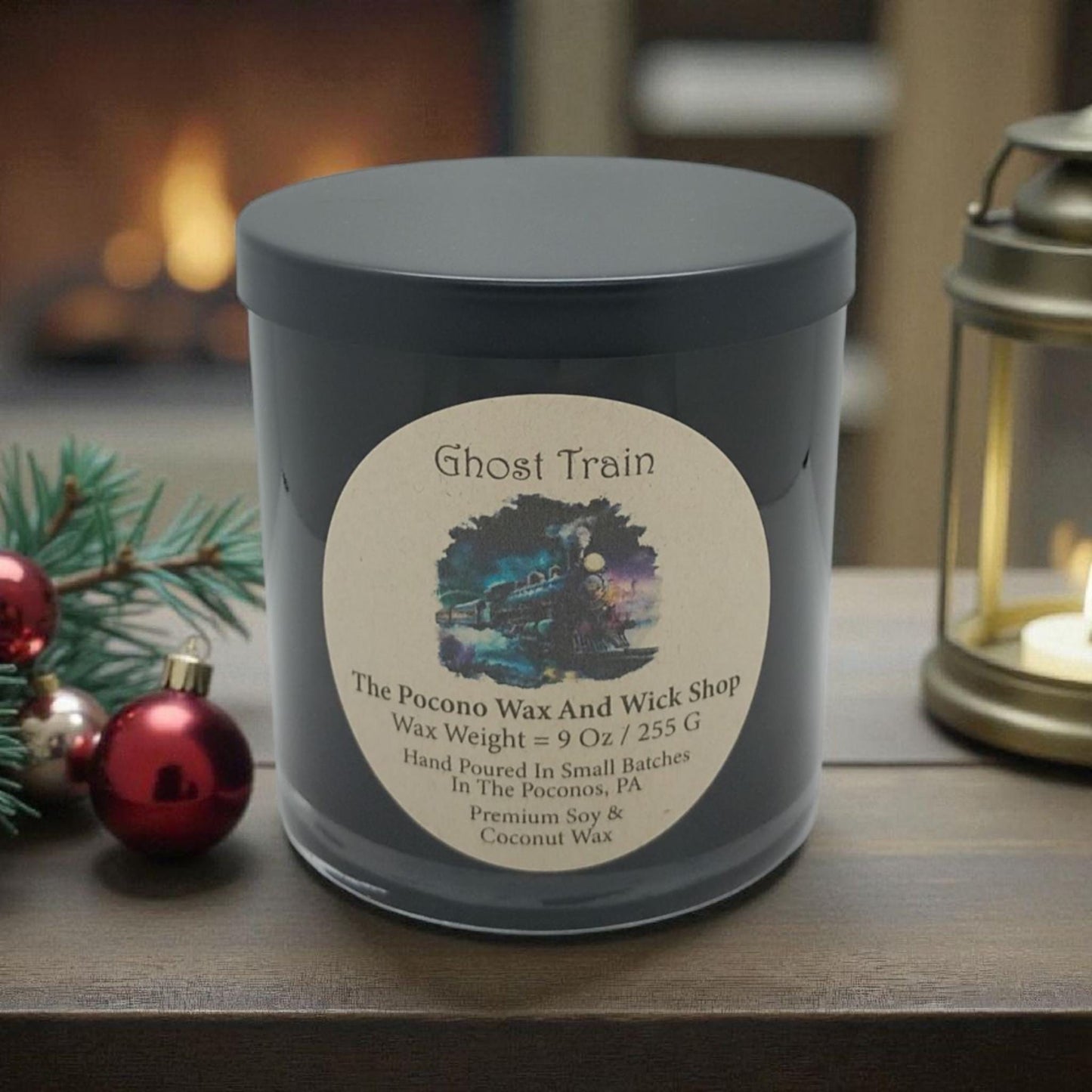 Soy Candle, Coconut Candle, Ghost Train, 9 Oz, Christmas, Handmade