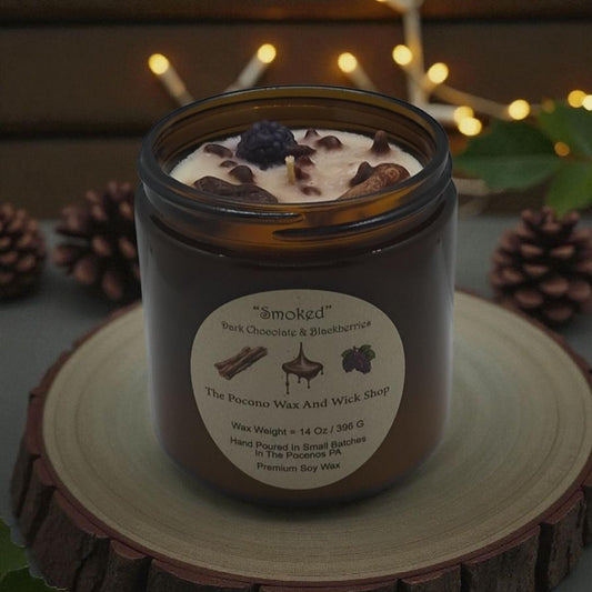 Dark Chocolate, Blackberry, Scented, Smoked, Soy Candle, Coconut Candle, 9 Oz