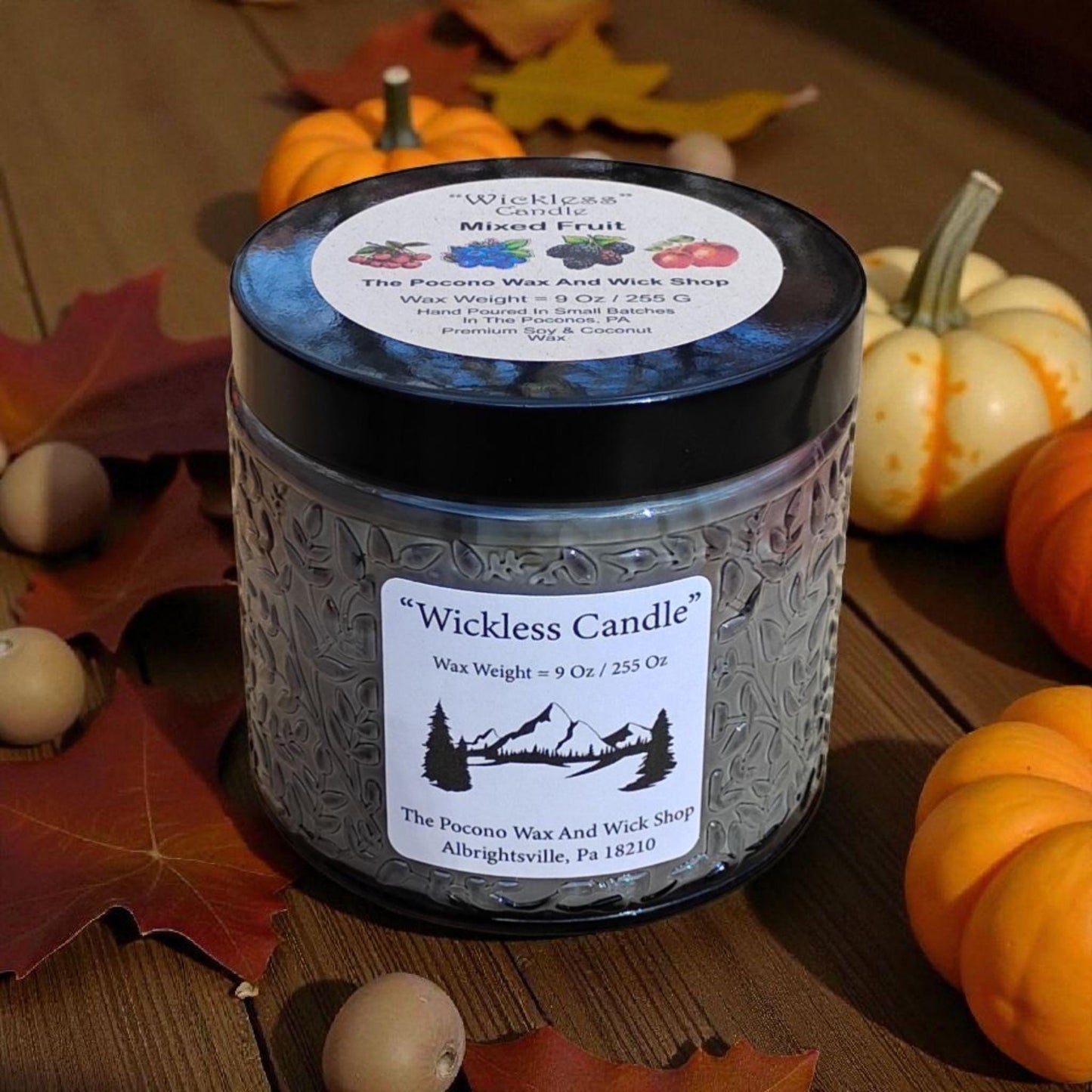 Mixed Fruit Scented Wickless Soy Candle, Coconut Wax, 9 Oz