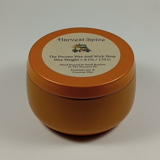 6 Oz Harvest Spice Specialty Tin Soy/Coconut Candle