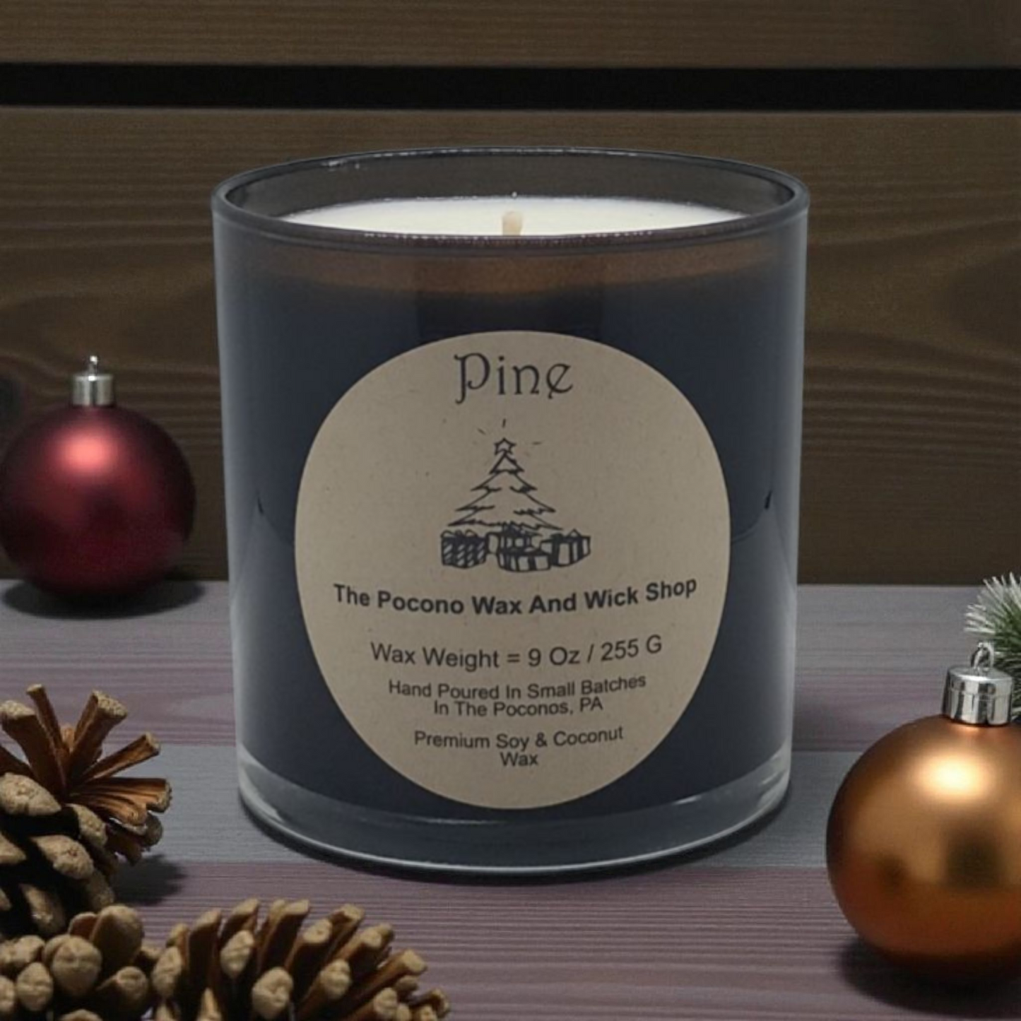 Pine, Scented, Soy Candle, Coconut Candle, 9 Oz, Christmas, Handmade
