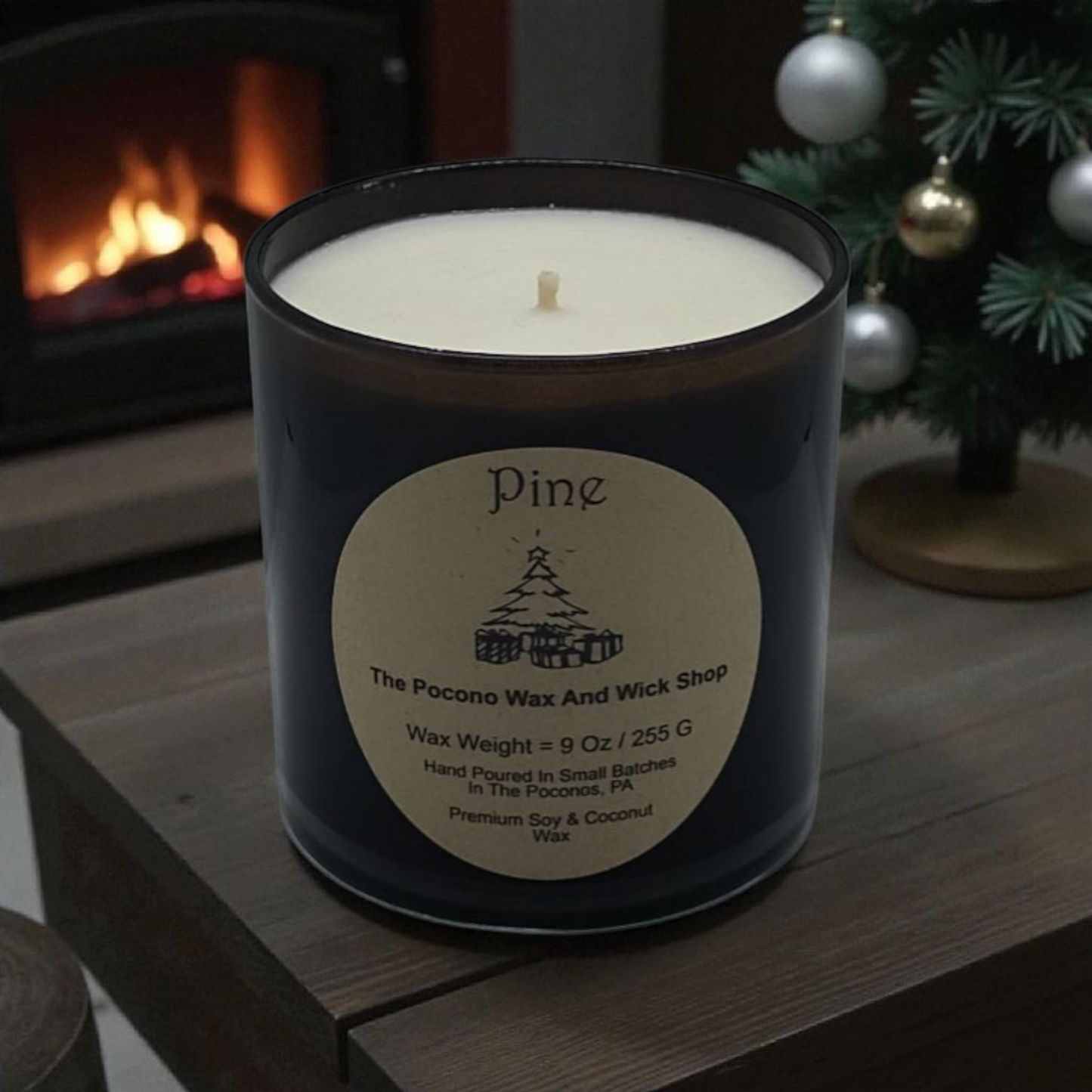 Pine, Scented, Soy Candle, Coconut Candle, 9 Oz, Christmas, Handmade