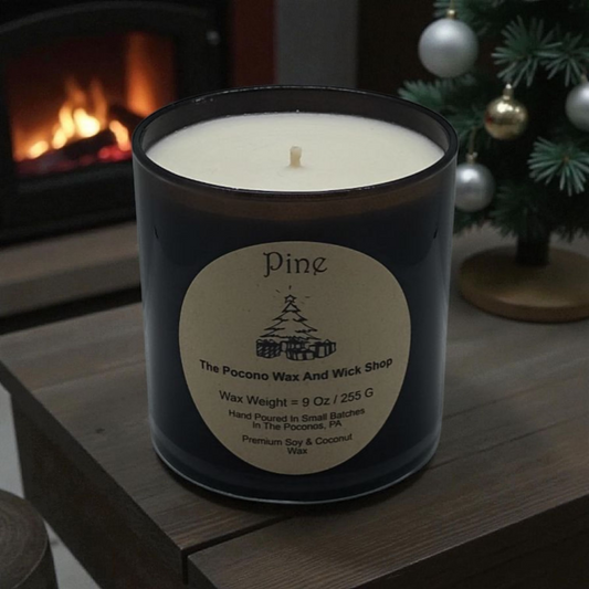 Pine, Scented, Soy Candle, Coconut Candle, 9 Oz, Christmas, Handmade