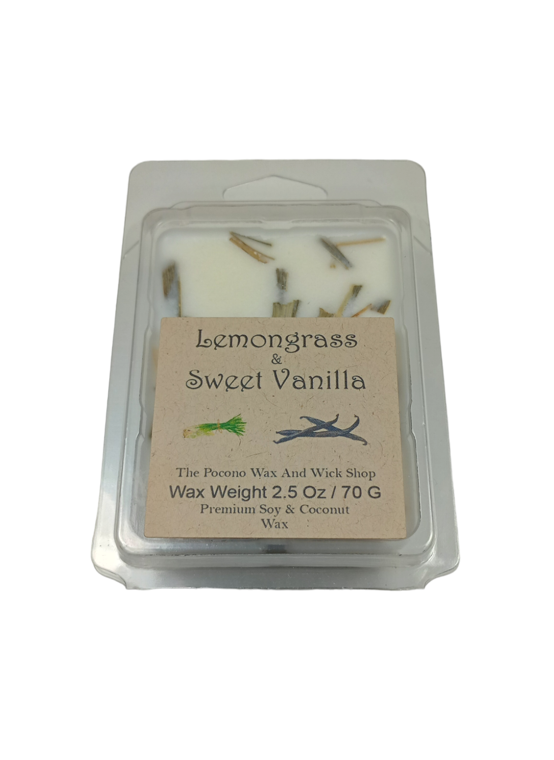 2.50 Oz Lemongrass & Sweet Vanilla Soy/Coconut Wax Melt