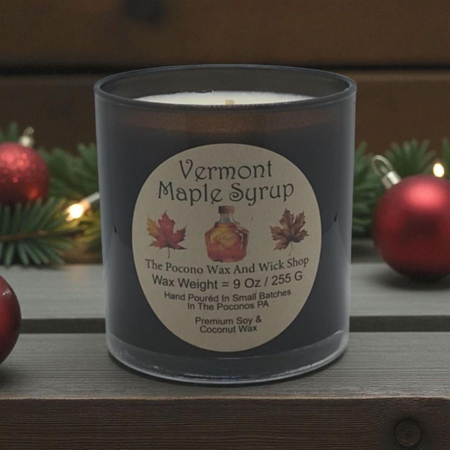 Maple Syrup Candle, Vermont, Scented, Soy, Coconut, 9 Oz, Handmade, Christmas