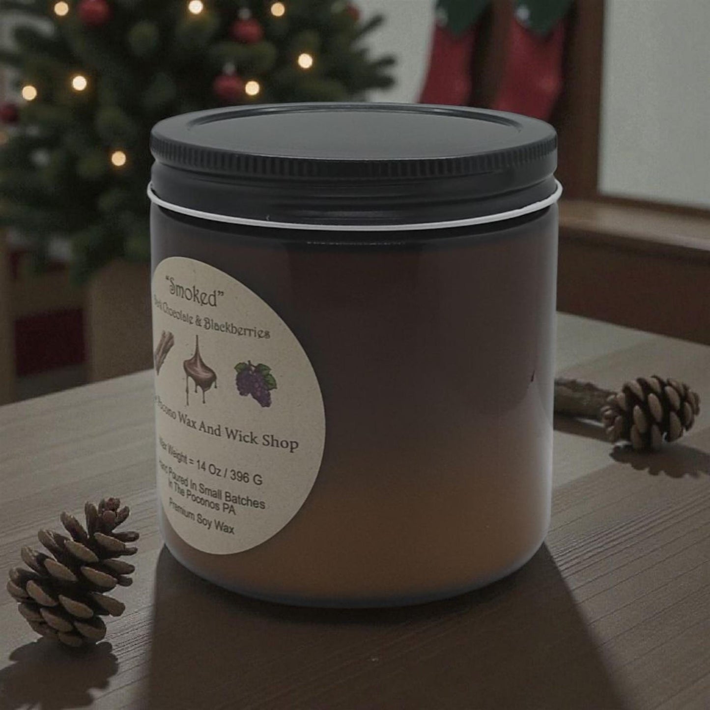 Dark Chocolate, Blackberry, Scented, Smoked, Soy Candle, Coconut Candle, 9 Oz