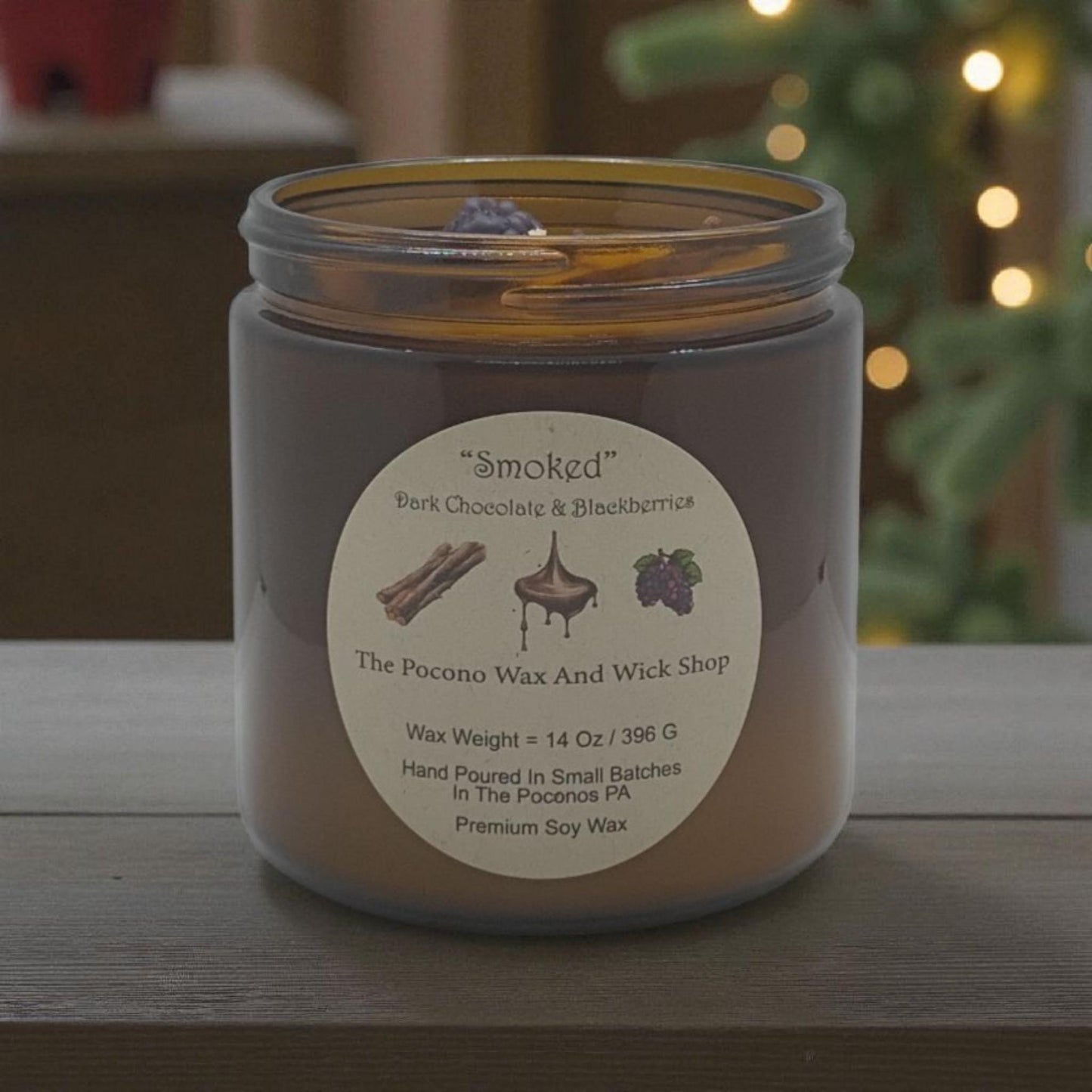 Dark Chocolate, Blackberry, Scented, Smoked, Soy Candle, Coconut Candle, 9 Oz
