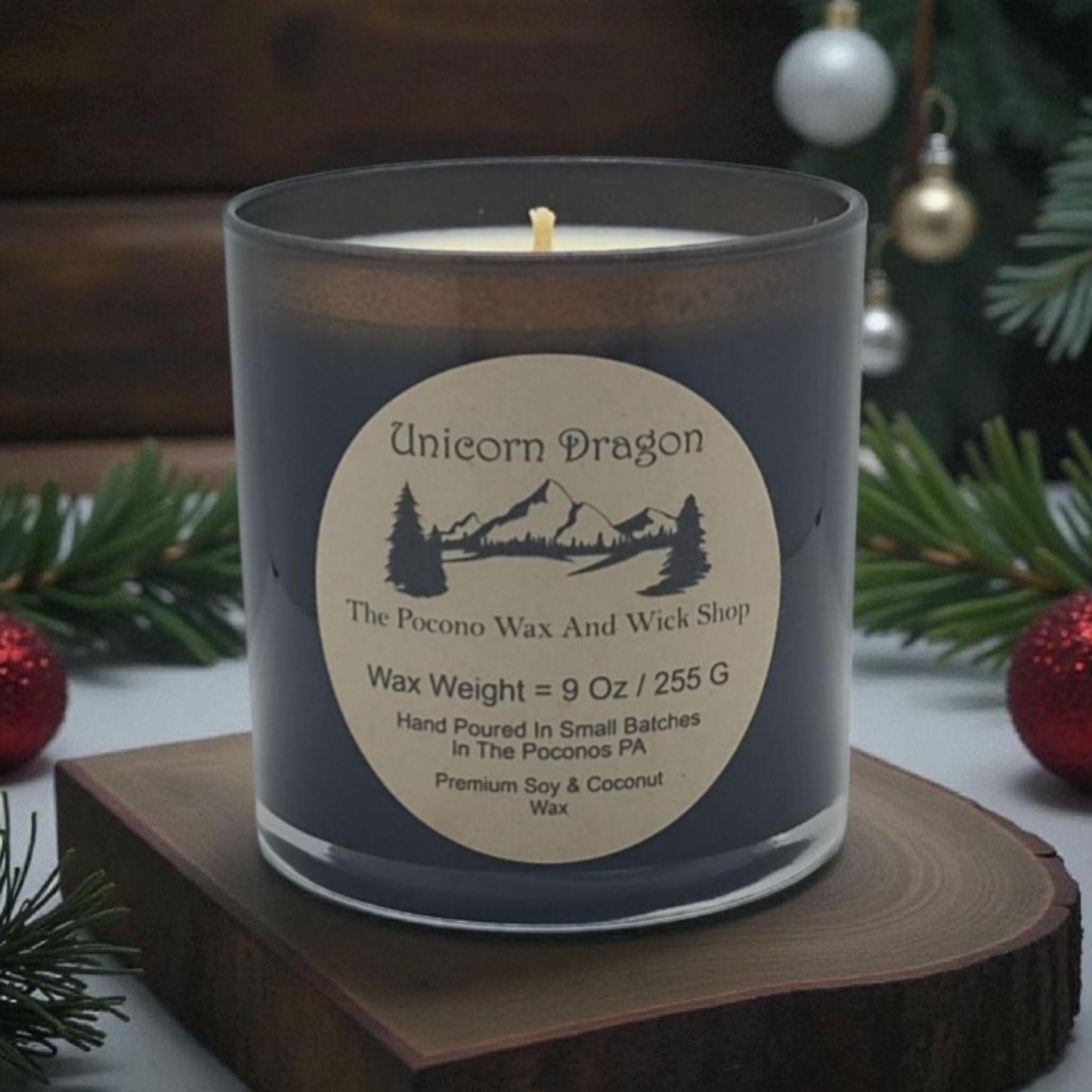 Unicorn Dragon Scented Candle, Soy, Coconut, 9 Oz, Handmade, Christmas Gift