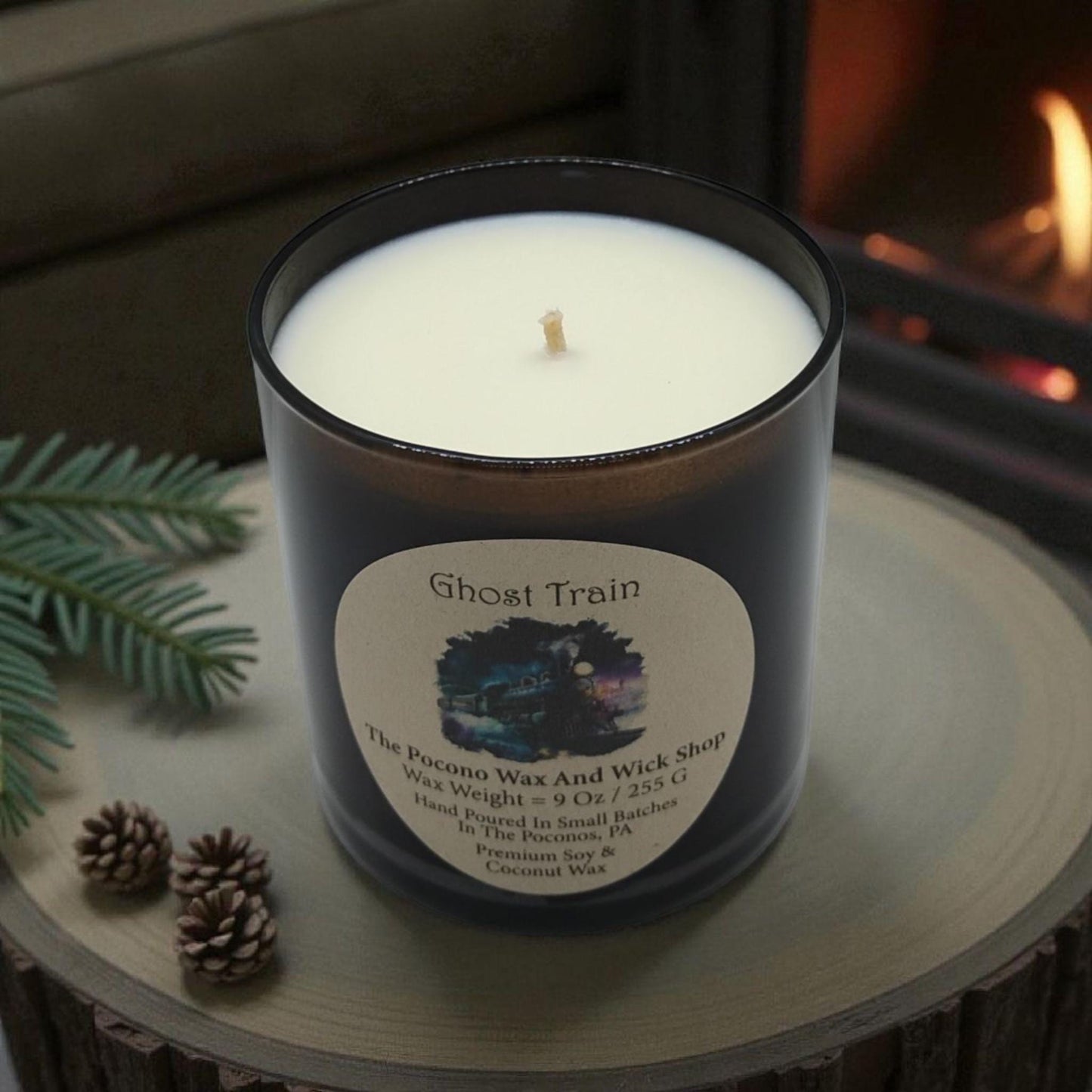 Soy Candle, Coconut Candle, Ghost Train, 9 Oz, Christmas, Handmade