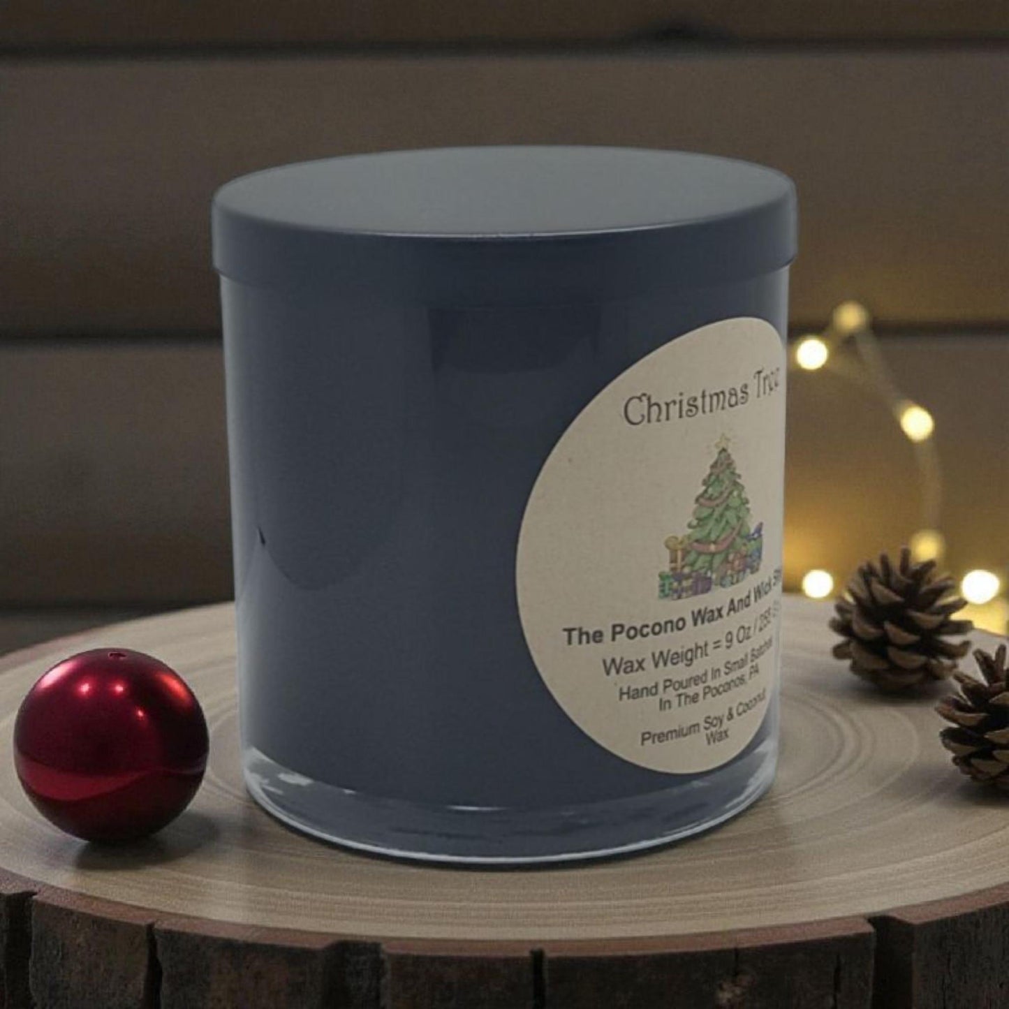 Pine Scented Candle, Soy, Coconut, 9 Oz, Handmade, Christmas Gift