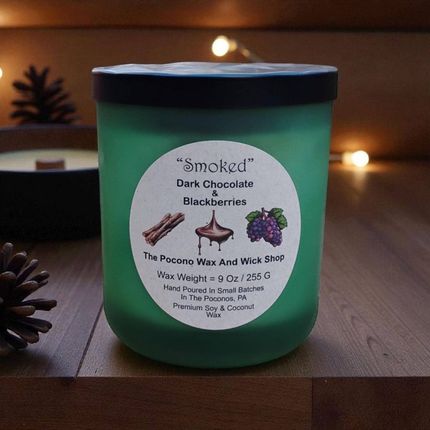 Smoked Chocolate Blackberry, Scented, Candle, 9 oz Soy Coconut Candle