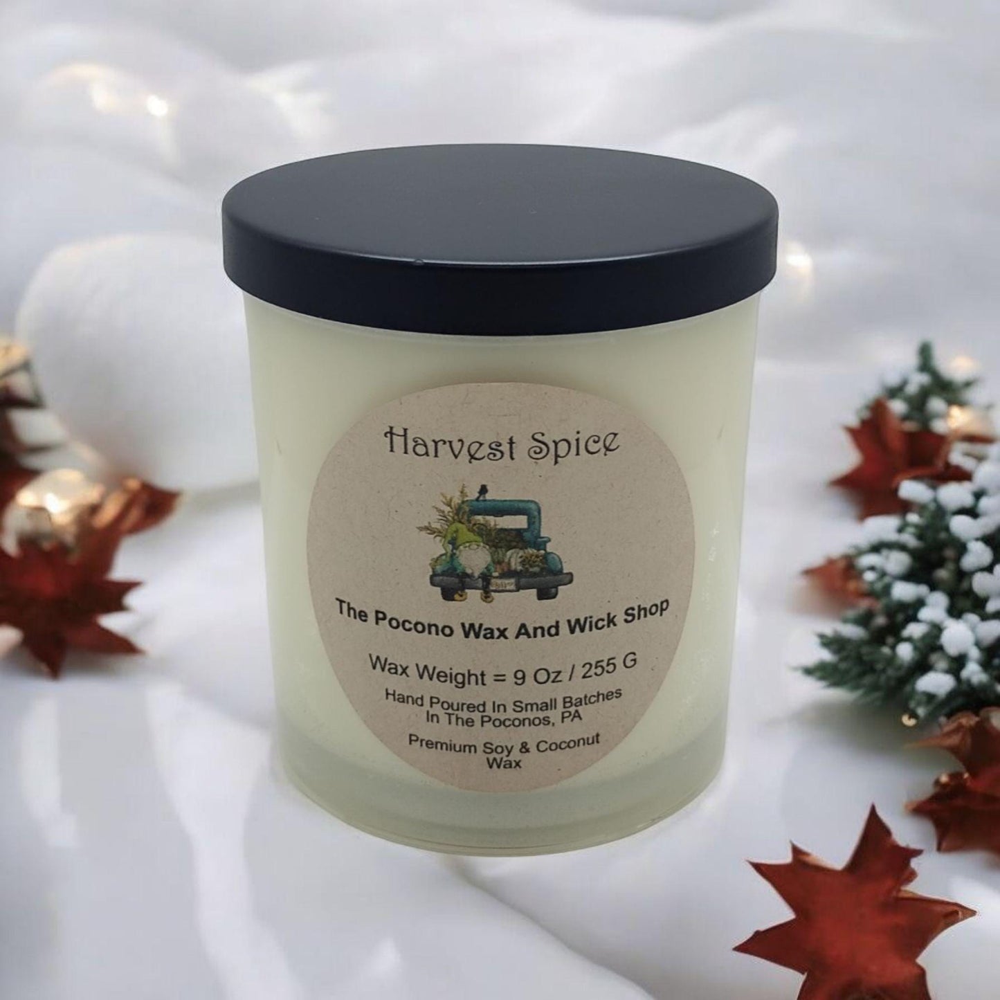 Harvest Spice, Scented, Soy Candle, Coconut Candle, 9 Oz, Christmas, Handmade
