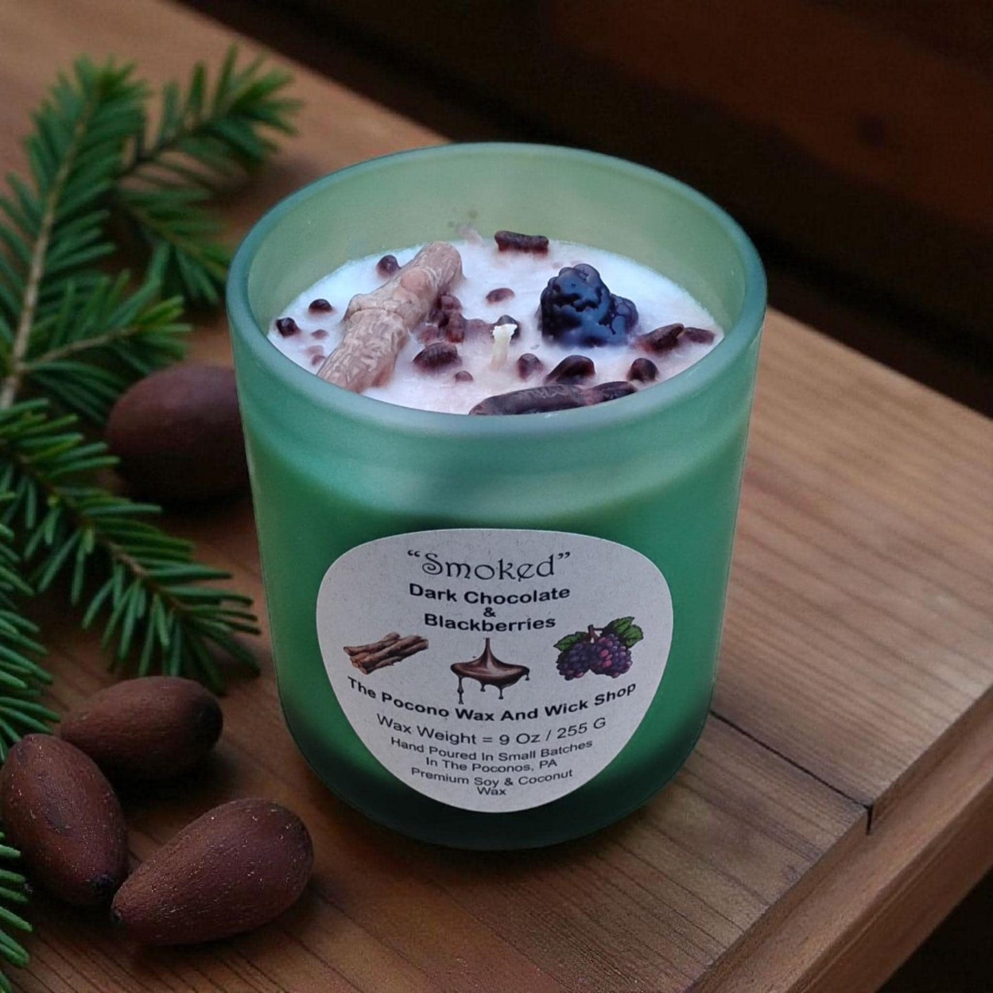 Smoked Chocolate Blackberry, Scented, Candle, 9 oz Soy Coconut Candle