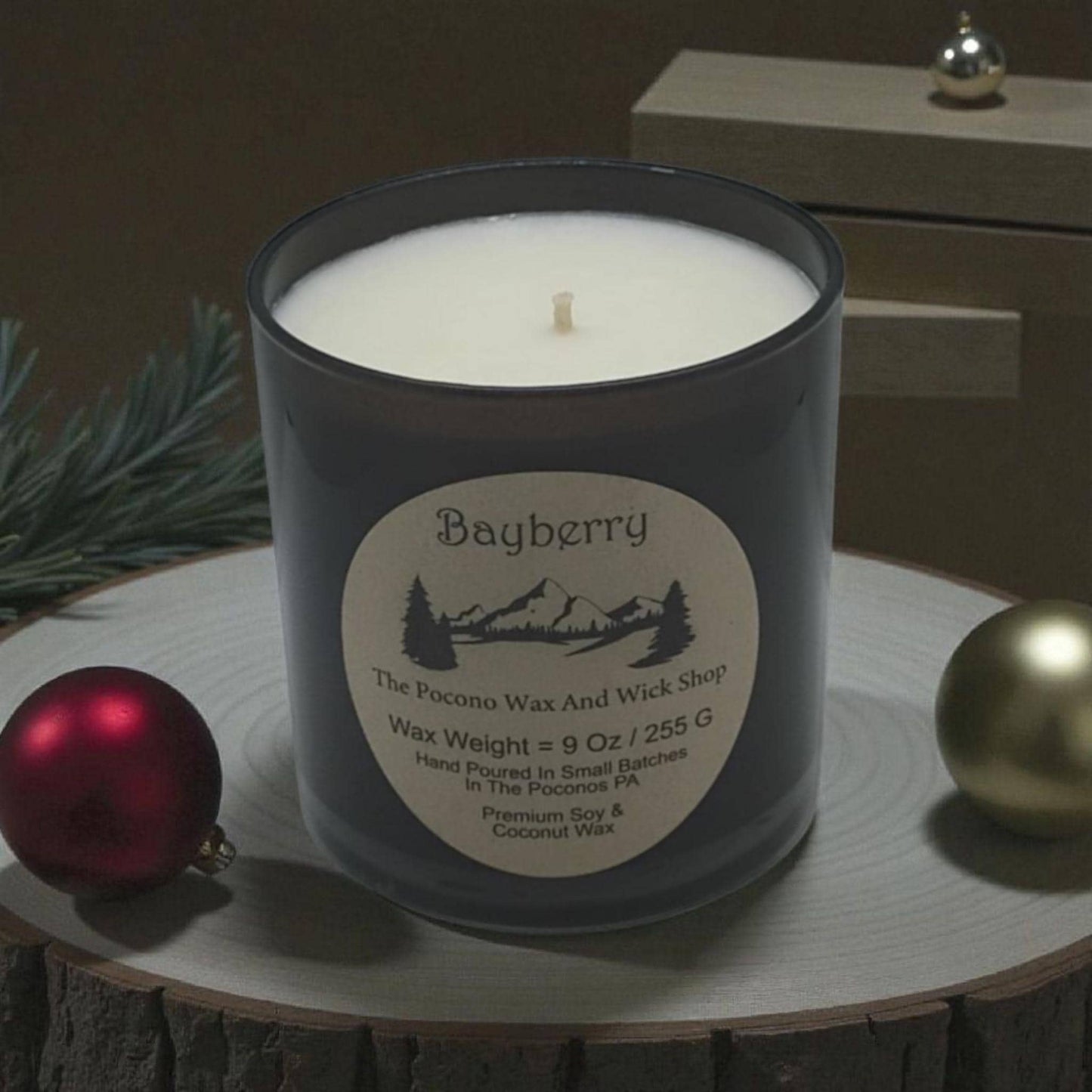 Bayberry, Scented Candle, Soy, Coconut, 9 Oz, Handmade, Christmas Gift