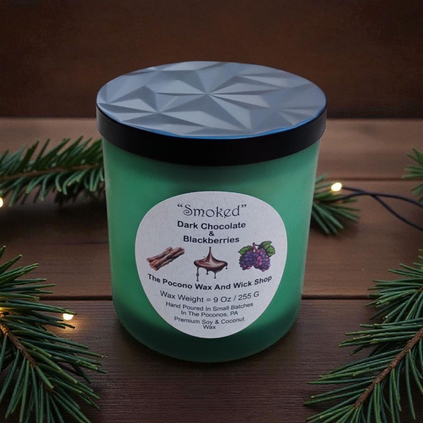 Smoked Chocolate Blackberry, Scented, Candle, 9 oz Soy Coconut Candle