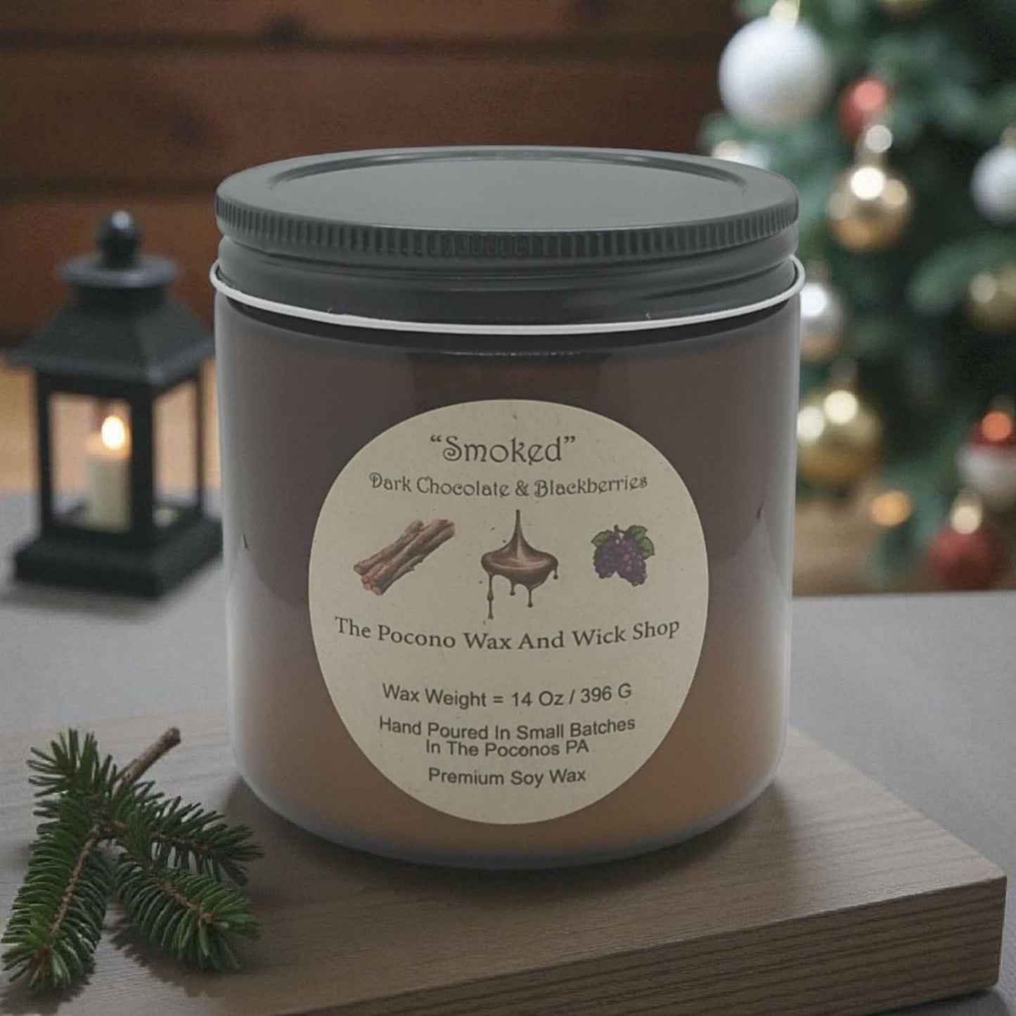 Dark Chocolate, Blackberry, Scented, Smoked, Soy Candle, Coconut Candle, 9 Oz